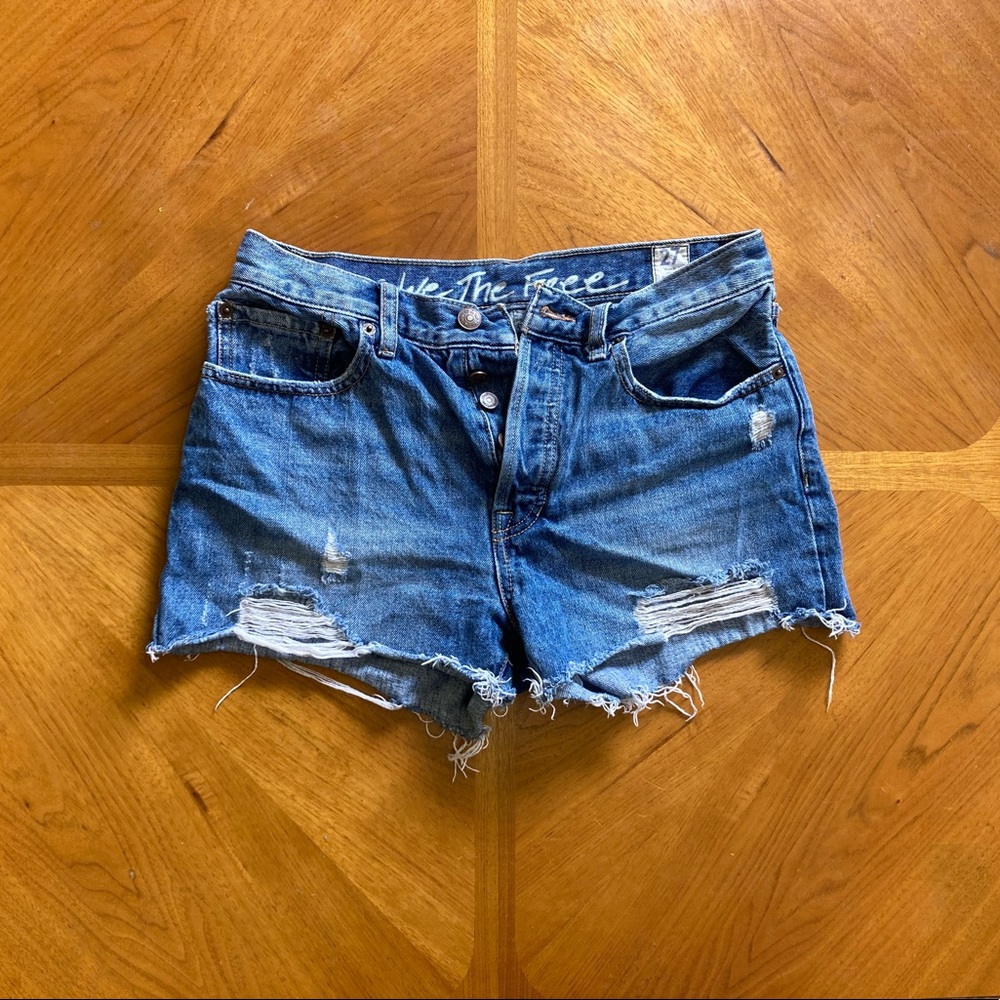 FREE PEOPLE DENIM SHORTS MID RISE WE THE FREE SIZE 27